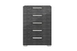 Sarah Rhombus Grey Contemporary Wood High Gloos Lacquer Metallic Accents 5-Drawers Chest - Ella Furniture