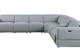 Franco Light Blue 6-Piece 2 Power Reclining Sectional