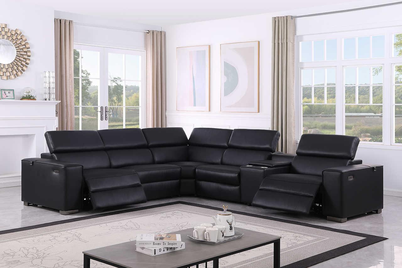 Picasso Dark Gray 7-Piece 3 Power Reclining Sectional - Ella