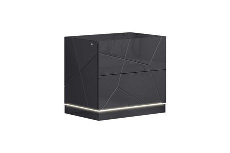 Zoe Graphite Modern Contemporary High Gloss Lacquer Solid Wood 5-Drawers Chest - Ella Furniture