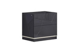 Zoe Graphite Modern Contemporary Pine Wood 2-Drawers Nightstand - Ella Furniture