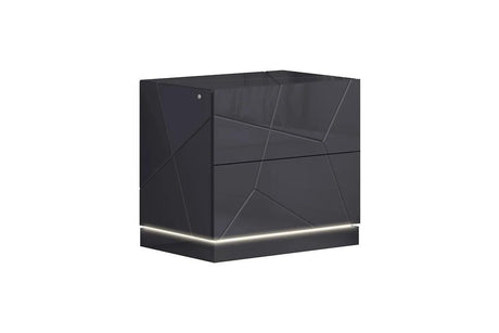 Zoe Graphite Modern Contemporary Pine Wood 2-Drawers Nightstand - Ella Furniture