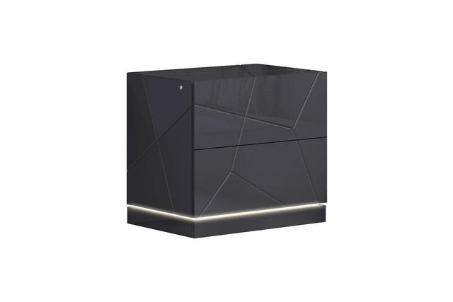 Zoe Graphite Modern Contemporary Pine Wood 2-Drawers Nightstand - Ella Furniture