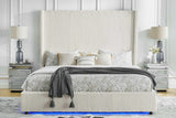 Belinda Beige LED Upholstered Platform King Bed
