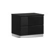 Modena Black Modern Contemporary High Gloss Lacquer Solid Wood 2-Drawers Nightstand - Ella Furniture
