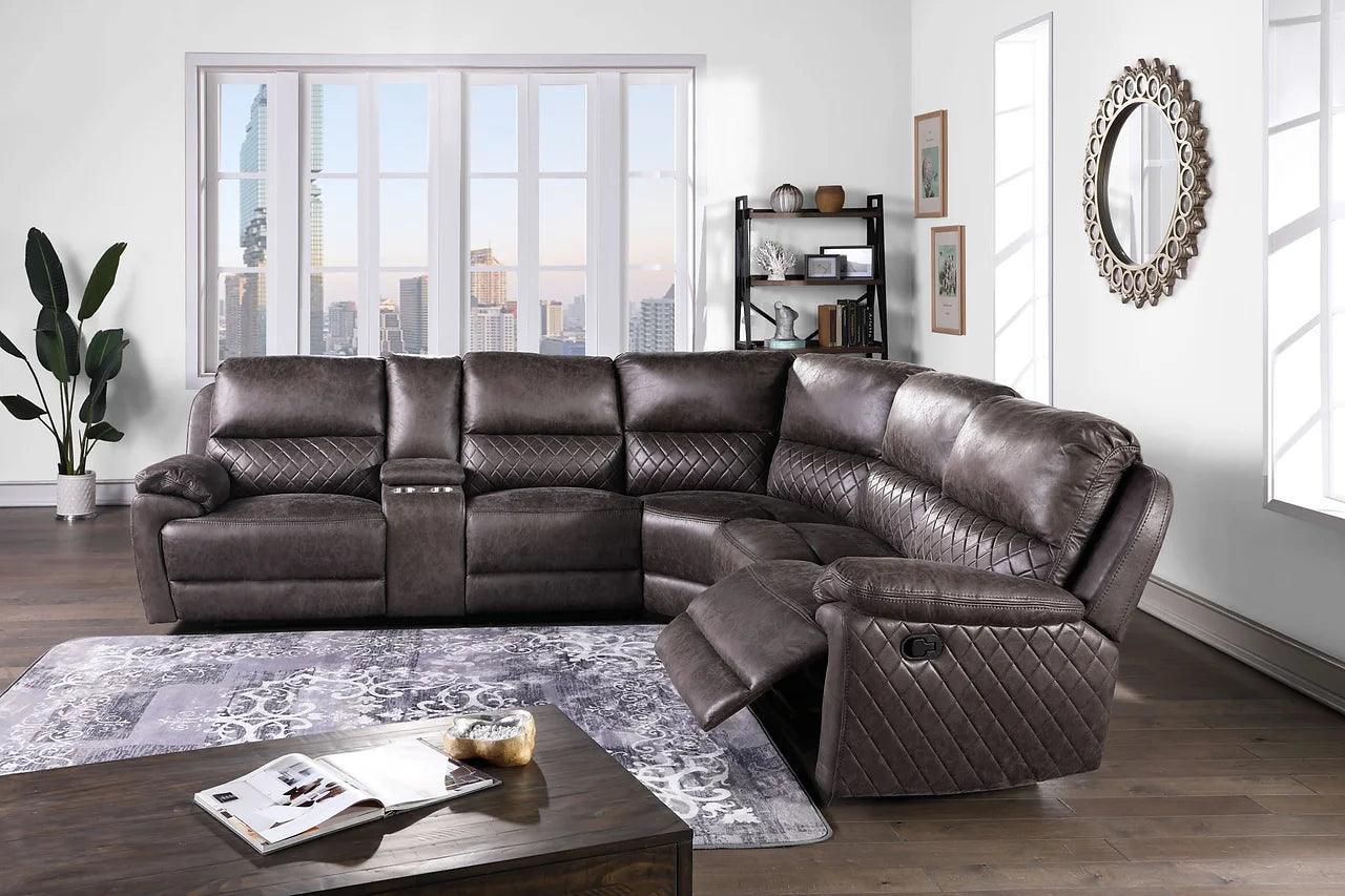 Martino Gray Modern Contemporary Wood, Engineered Wood Faux Leather Sectional - Ella Furniture