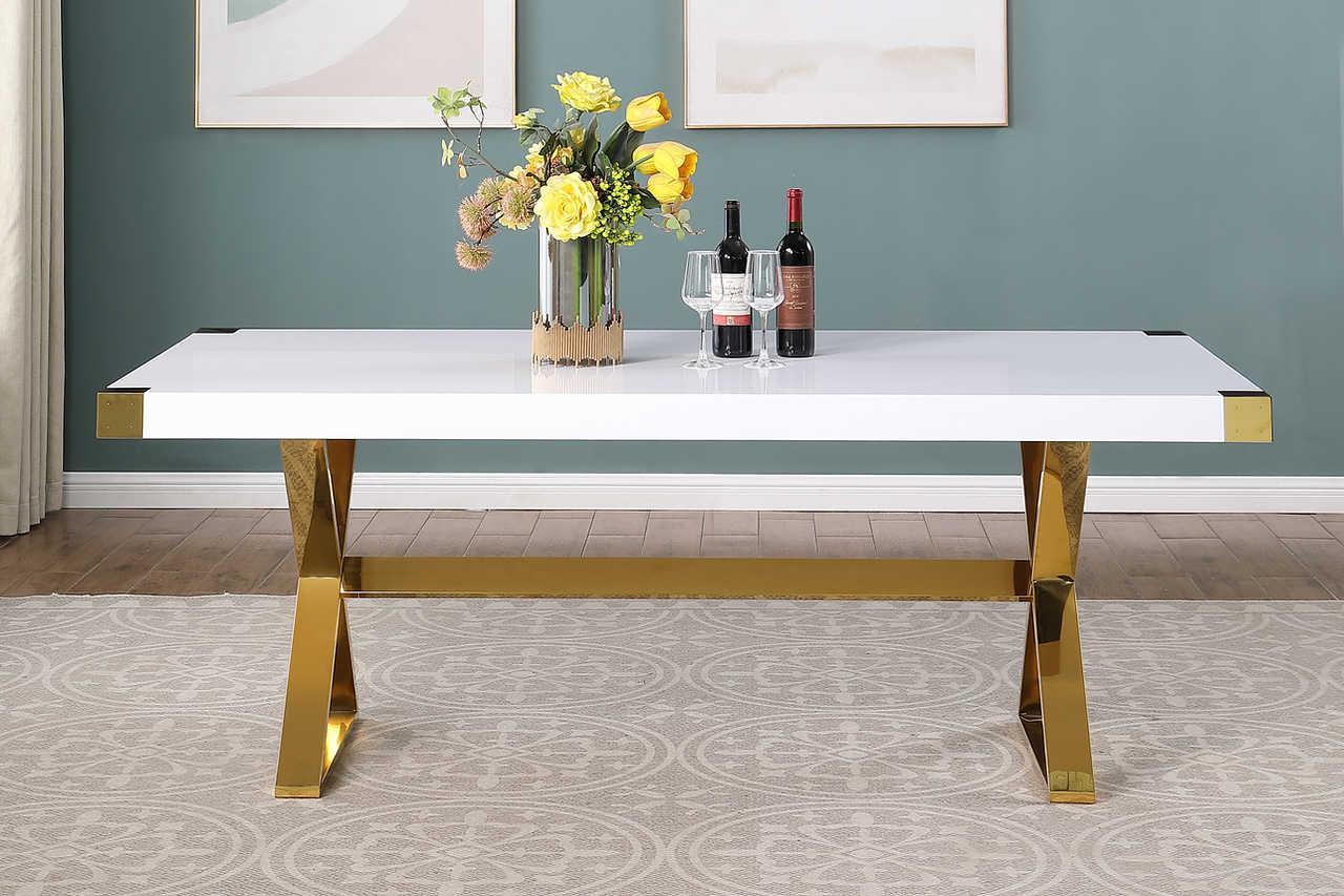 Adel White Gold Dining Table