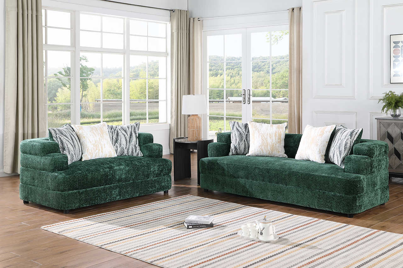 Stepso Green Boucle Living Room Set