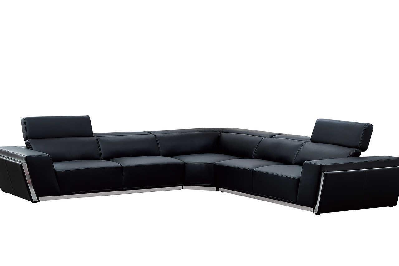 Domo Black Leather Sectional