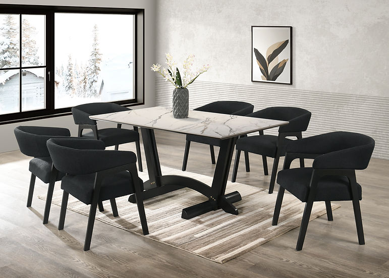Nava White Black Dining Room Set