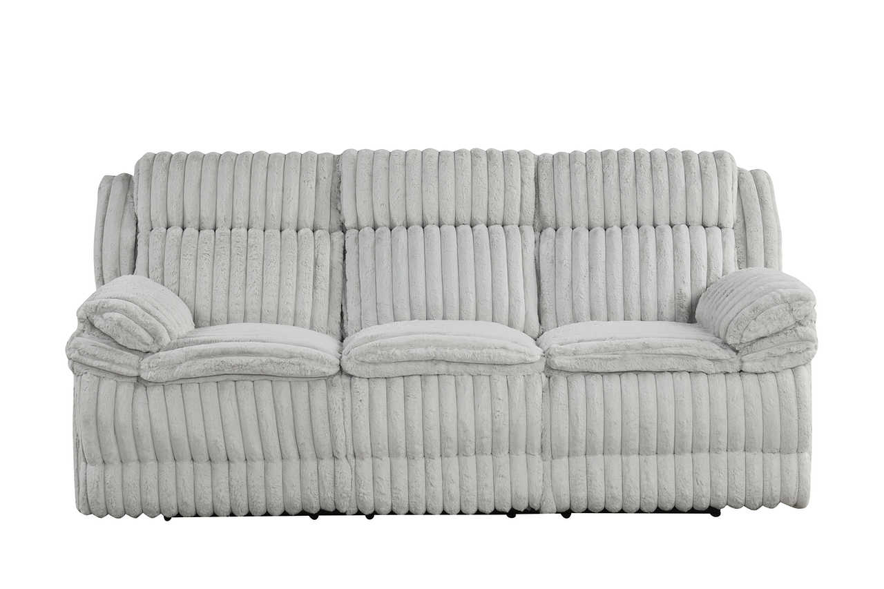 Mellow Grey Thick Stripe Fabric 3-Piece Reclining Set