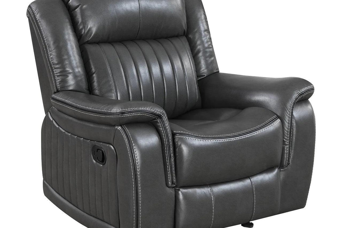 Lavon Grey Contemporary Wood, Engineered Wood Faux Leather Upholstered 3Pcs Reclining Set - Ella Furniture