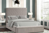 Mio Gray Velvet Panel Queen Bed