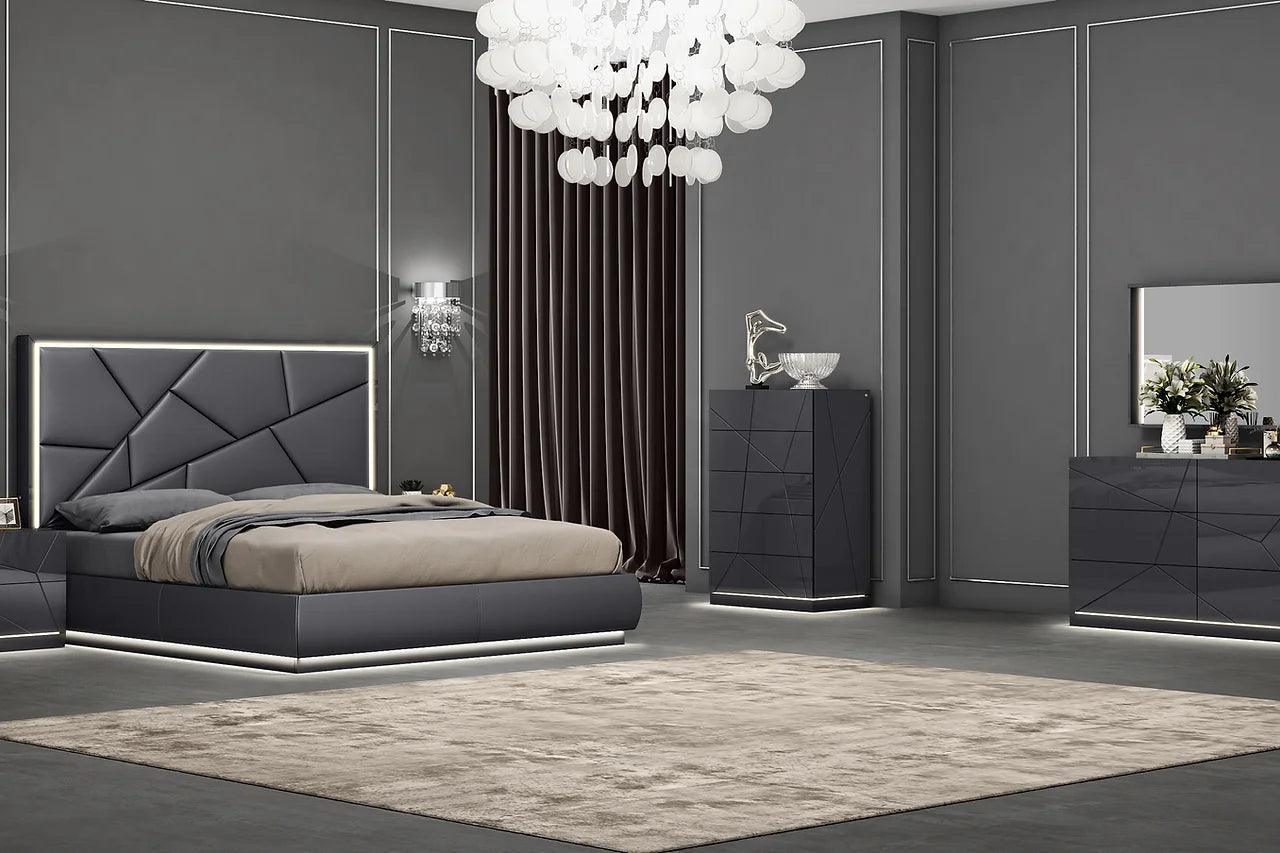 Zoe Graphite Modern Contemporary Pine Wood 2-Drawers Nightstand - Ella Furniture