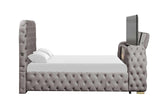 Royal Gray Upholstered Tufted Platform Queen Bed