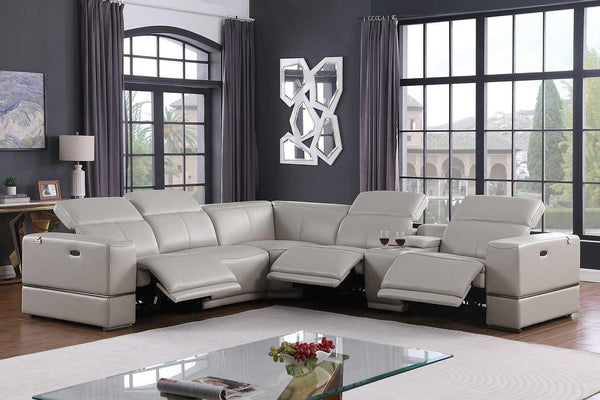 Franco Light Gray 6-Piece 3 Power Reclining Sectional