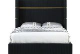 Aspen Black Velvet Upholstered Platform Queen Bed