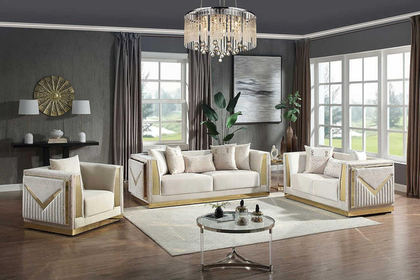 Monaco Cream Velvet Living Room Set