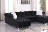 Jordan Ii Cream Modern Contemporary Wood, Engineered Wood Velvet Tufted Sectional - Ella Furniture