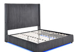 Belinda Grey LED Upholstered Platform King Bed