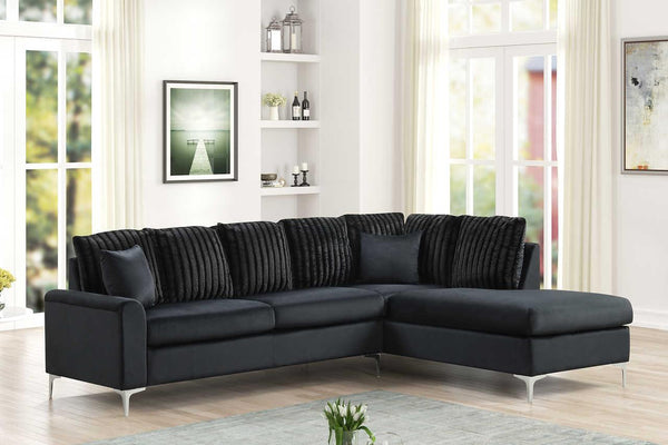 Elina Black Velvet Sectional