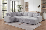 Raha Gray Soft Fabric Storage Sectional with Pull Out Bed