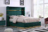 Aspen Green Velvet Upholstered Platform King Bed