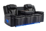 Prime Time Black Air Leather 3-Piece Reclining Set