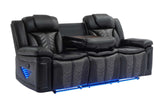 Innova Black Air Leather 3-Piece Reclining Set