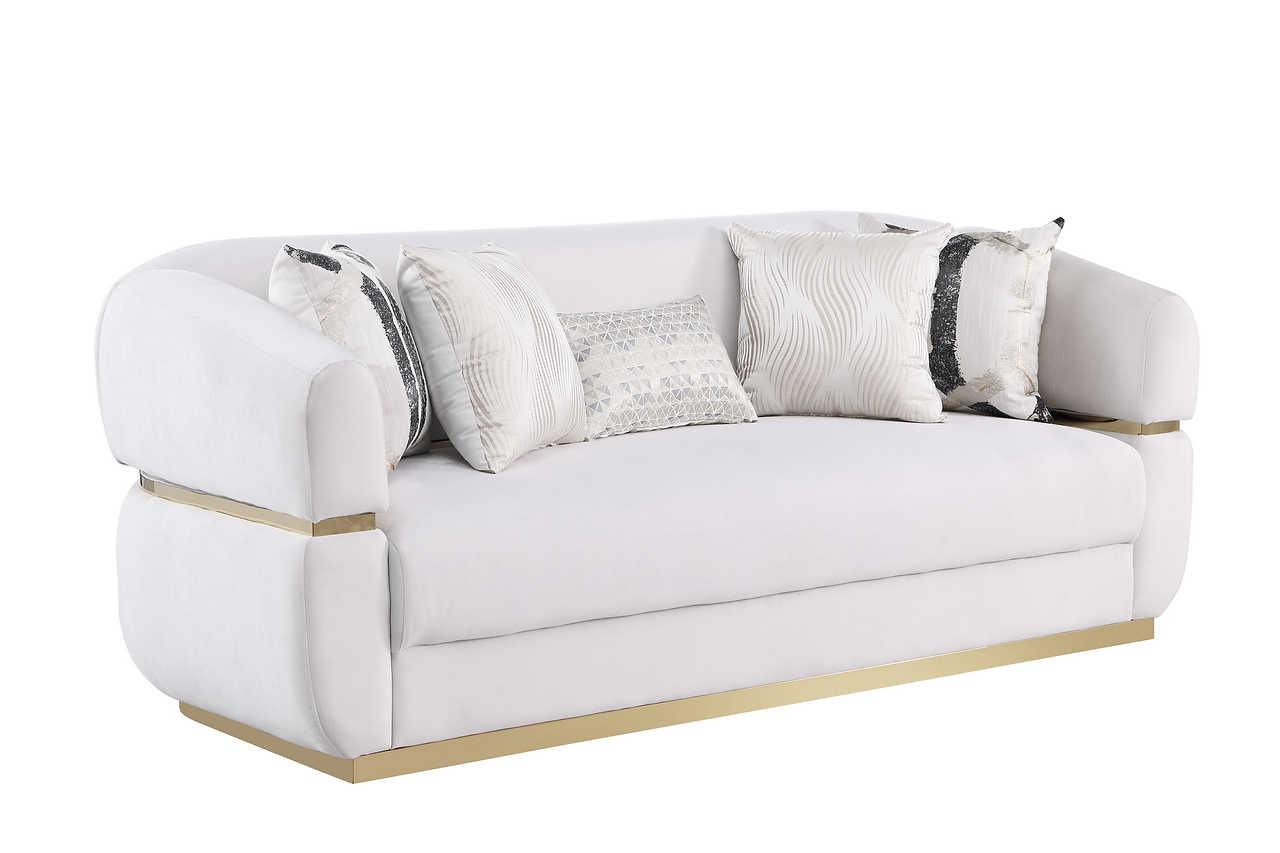 Carmela Cream Velvet Living Room Set