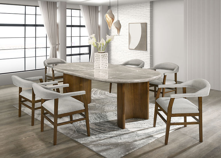 Cyra Marble Oval Dining Room Set