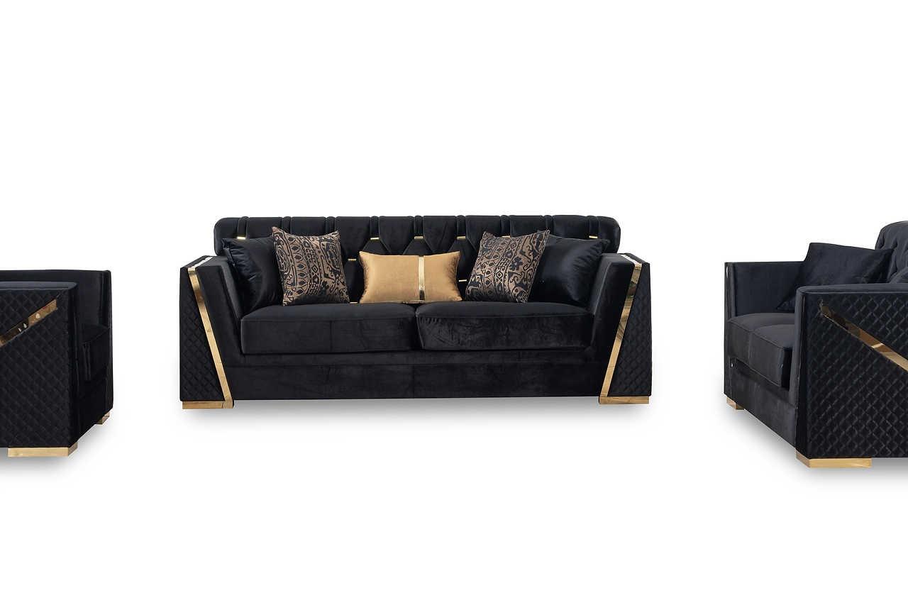Hilena Black Velvet Living Room Set