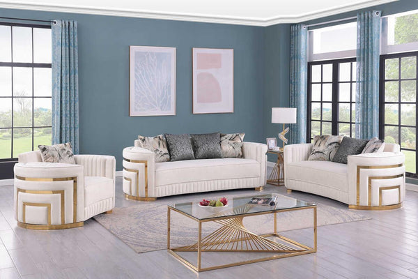 Minerva Cream Velvet Living Room Set