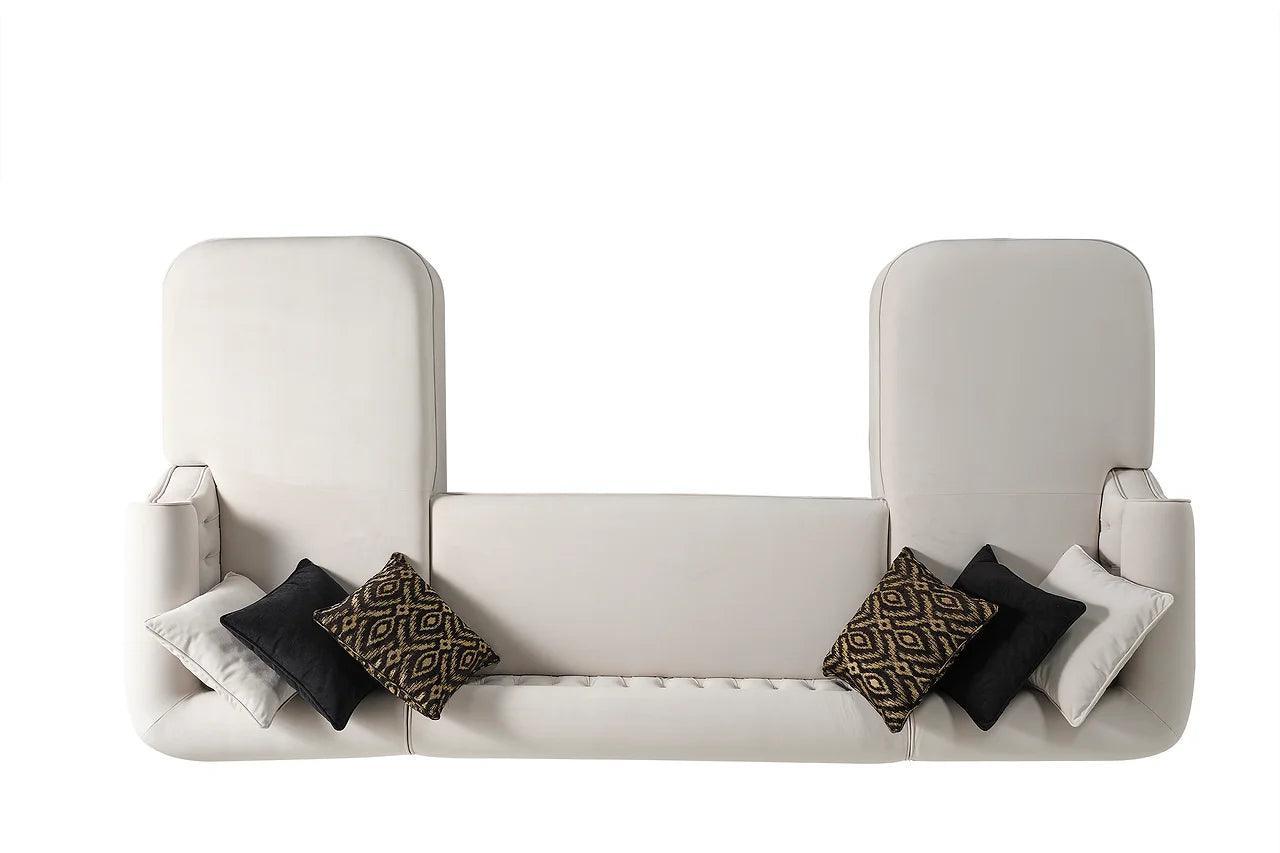 Brooklyn Cream Modern Contemporary Wood, Engineered Wood Fabric Tufted Sectional - Ella Furniture