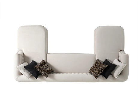 Brooklyn Cream Modern Contemporary Wood, Engineered Wood Fabric Tufted Sectional - Ella Furniture
