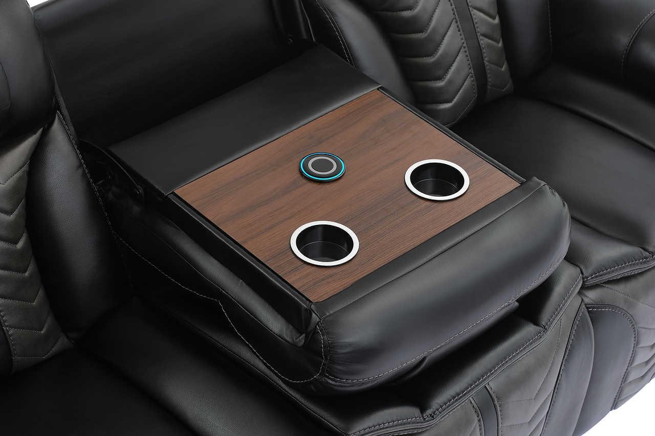 Innova Black Air Leather 3-Piece Reclining Set