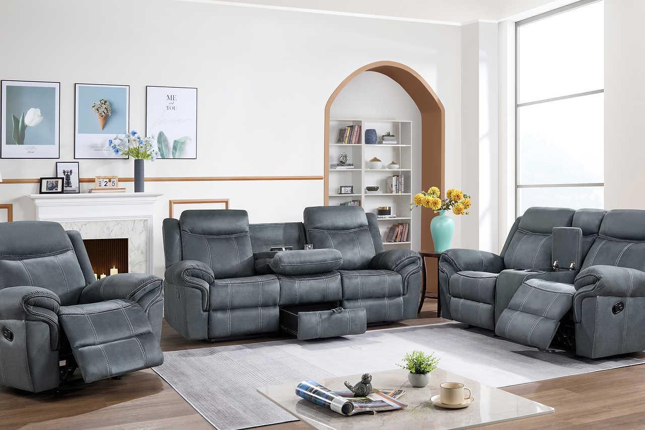 Rio Grande Gray Microfiber 3-Piece Reclining Set