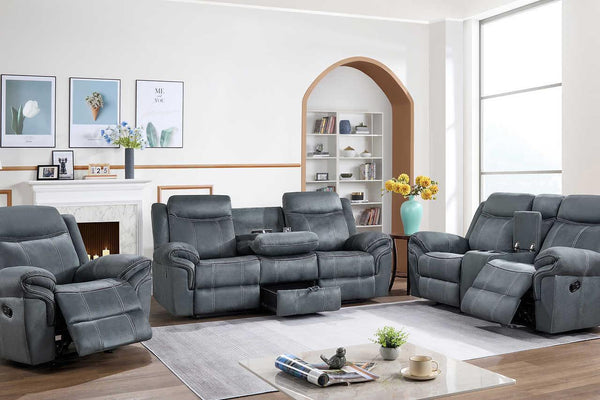 Rio Grande Gray Microfiber 3-Piece Reclining Set