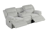 Mellow Grey Thick Stripe Fabric 3-Piece Reclining Set