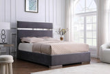 Cartier Grey/Gold Modern Contemporary Solid Wood Velvet Upholstery Platform Queen Bed - Ella Furniture