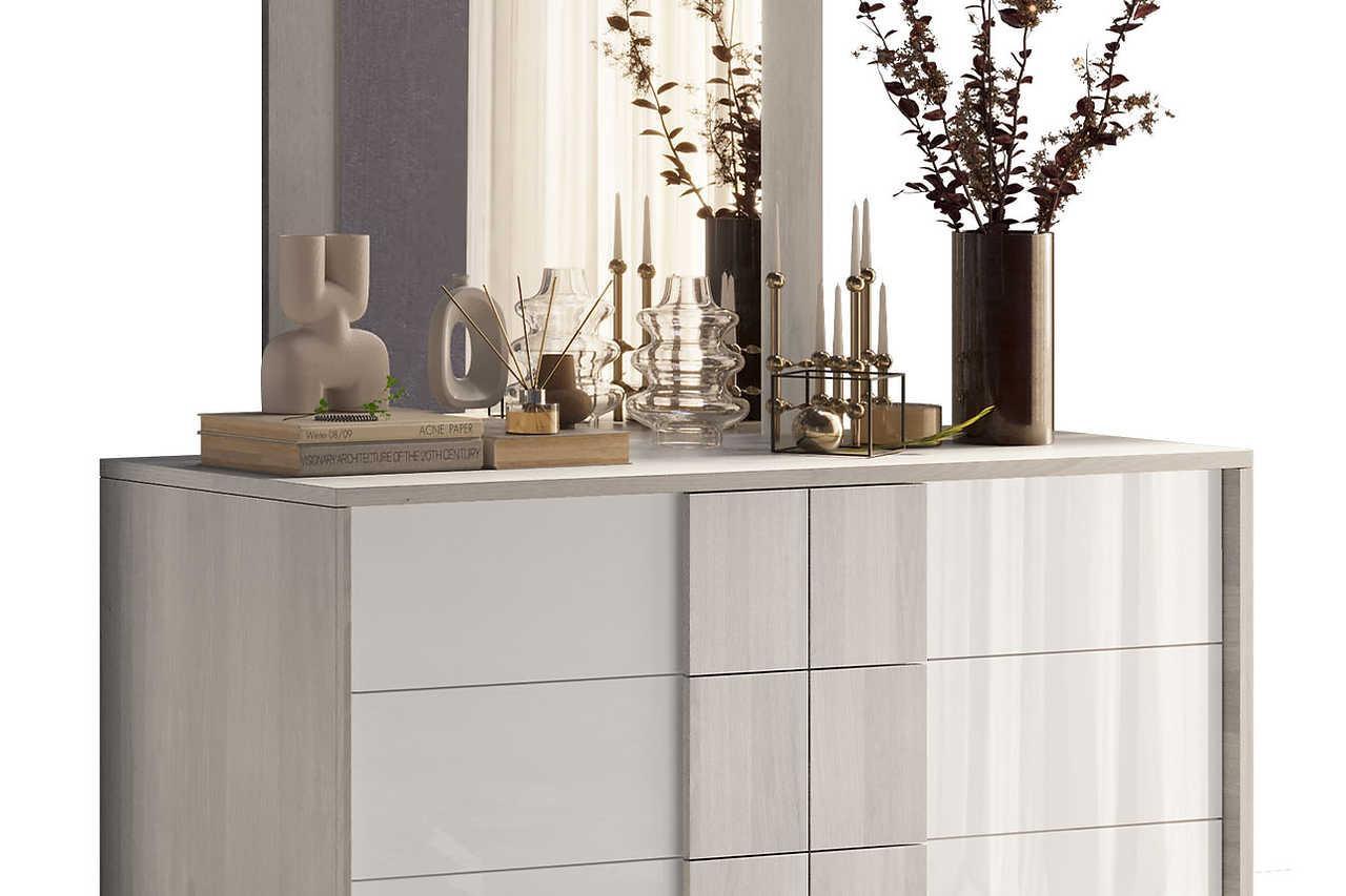 Tower White Modern Contemporary Traditional Solid Wood And Veneers 5-Drawers Chest - Ella Furniture