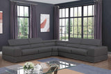 Pella Dark Grey Leather Sectional