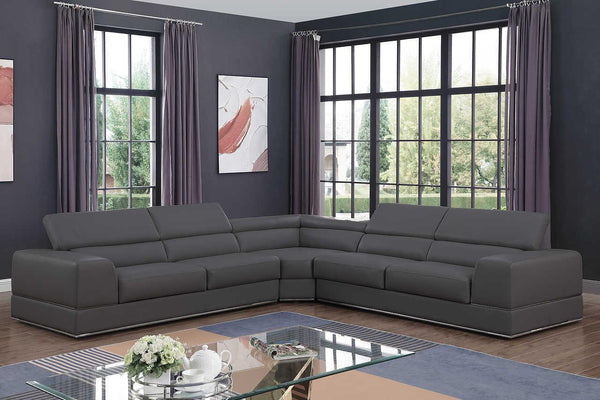 Pella Dark Grey Leather Sectional