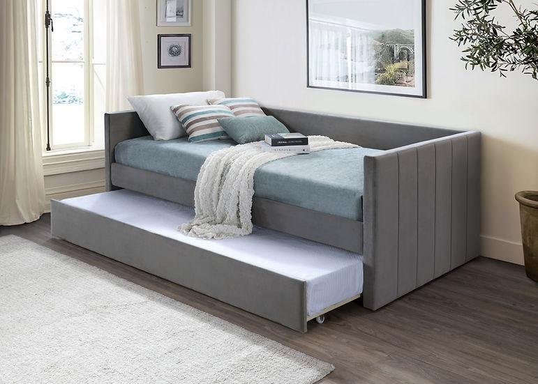 Vivi Charcoal Upholstered Twin over Twin Daybed with Trundle