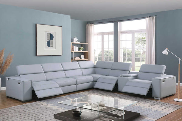 Picasso Light Blue 7-Piece 3 Power Reclining Sectional