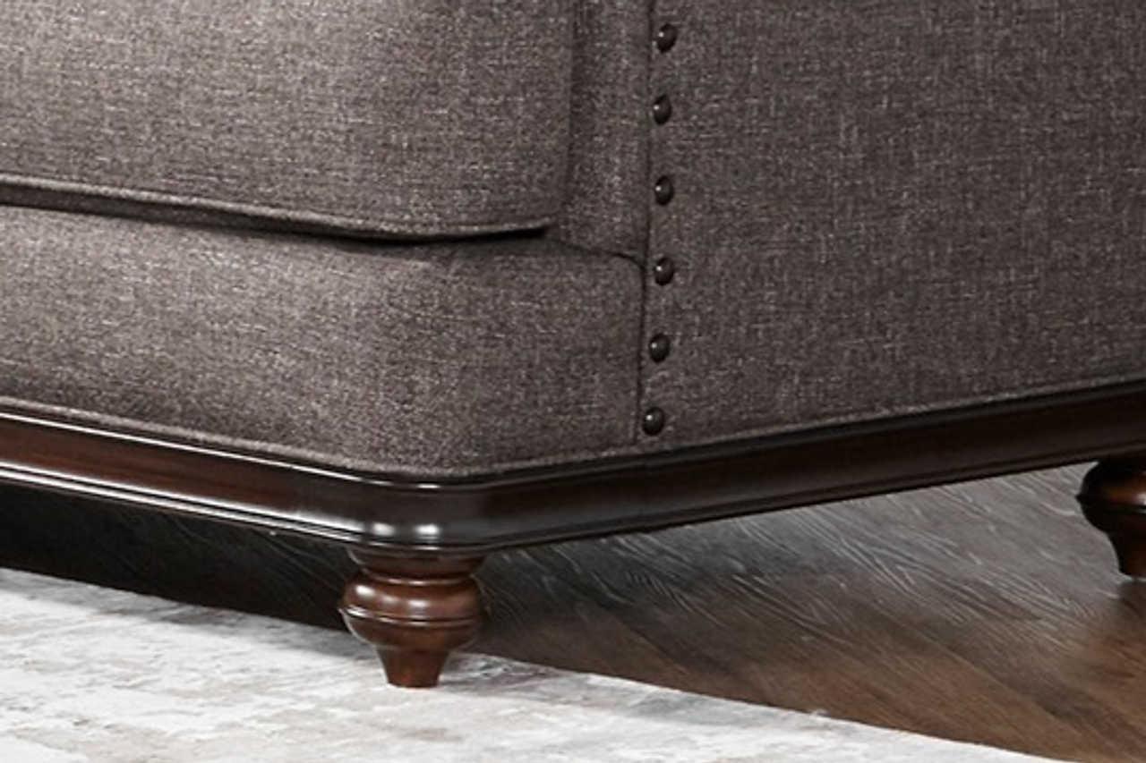 Driftwood Brown/Gray Modern Contemporary Solid Wood Trim Fabric Upholstery Chair - Ella Furniture