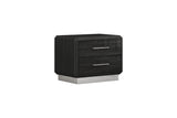 Dion Dark Gray Modern Contemporary High Gloss Pine Wood 2-Drawers Nightstand - Ella Furniture