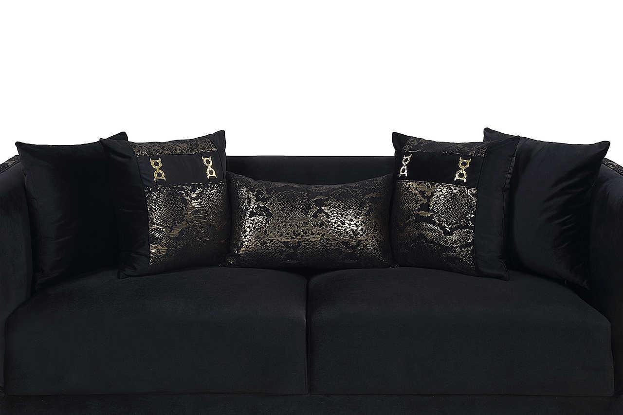 Monaco Black Velvet Living Room Set