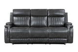 Ethan Dark Grey Air Leather 3-Piece Reclining Set