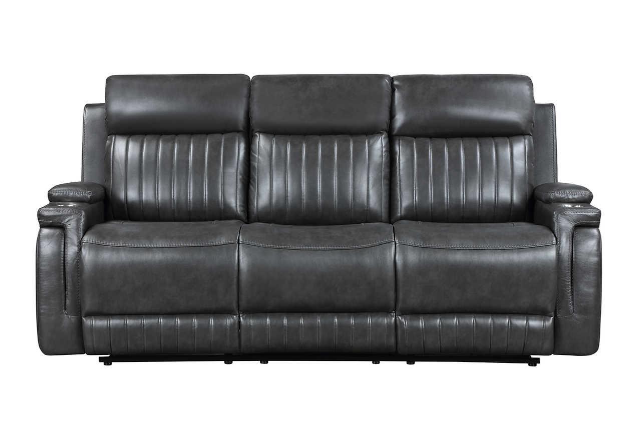 Ethan Dark Grey Air Leather 3-Piece Reclining Set